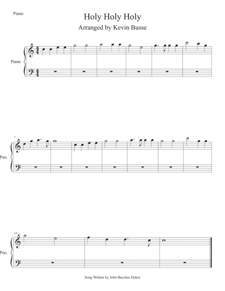 Holy Holy Holy Easy Key Of C Piano Sheet Music