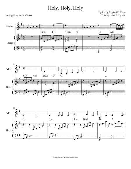 Free Sheet Music Holy Holy Holy Harp Violin Duet