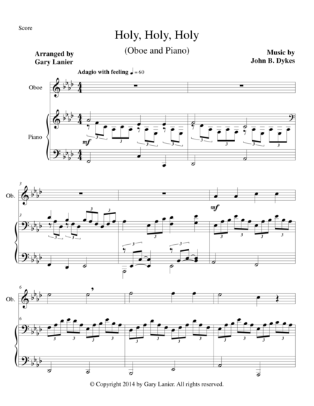 Holy Holy Holy Oboe Piano And Oboe Part Sheet Music