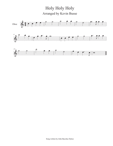 Holy Holy Holy Oboe Sheet Music