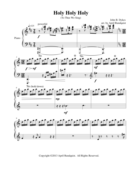 Free Sheet Music Holy Holy Holy To Thee We Sing