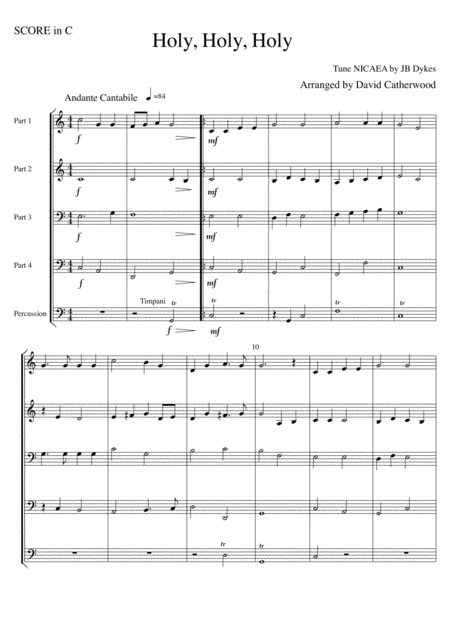 Holy Holy Holy Tune Nicaea By Jb Dykes Arranged For Flexible Ensemble By David Catherwood Sheet Music