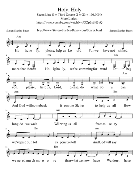 Holy Holy Sheet Music