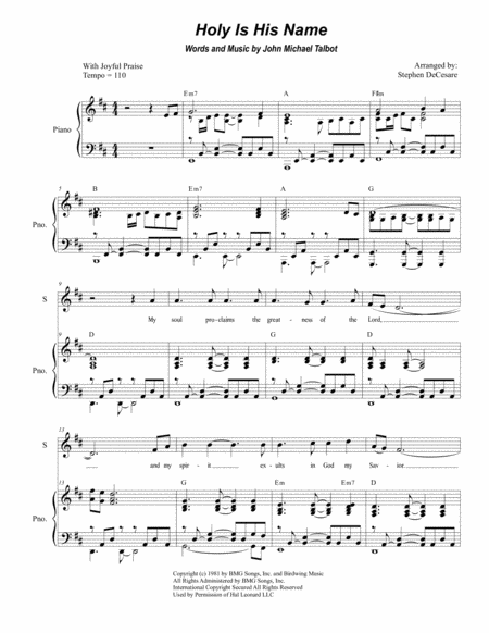 Holy Is His Name Duet For Soprano And Tenor Solo Sheet Music