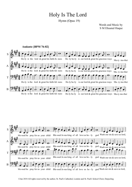 Holy Is The Lord Hymn Sheet Music