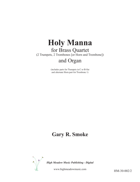 Free Sheet Music Holy Manna For Organ And Brass Quartet