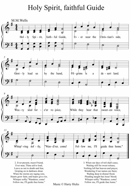 Free Sheet Music Holy Spirit Faithful Guide A New Tune To A Wonderful Old Hymn