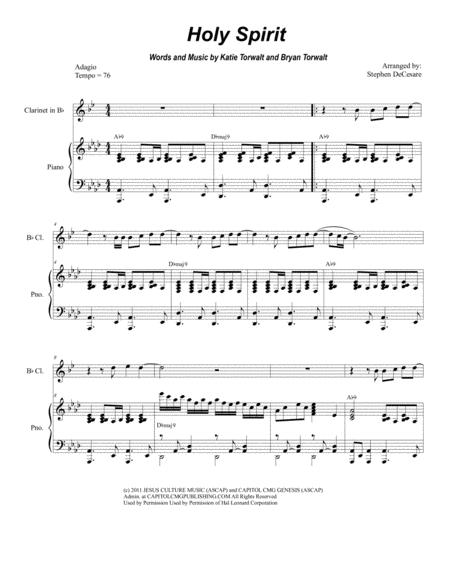 Holy Spirit For Bb Clarinet Solo And Piano Sheet Music