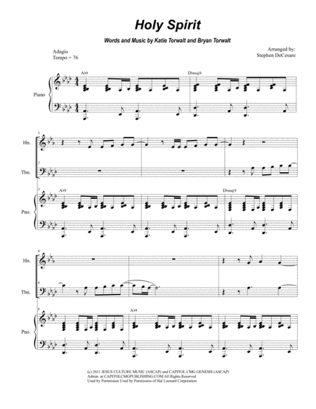 Holy Spirit For Brass Quartet Sheet Music