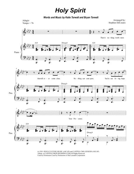 Free Sheet Music Holy Spirit For Unison Choir