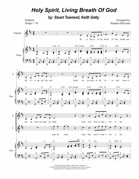 Free Sheet Music Holy Spirit Living Breath Of God For 2 Part Choir Soprano And Tenor