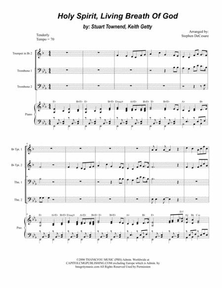 Holy Spirit Living Breath Of God For Brass Quartet And Piano Alternate Version Sheet Music