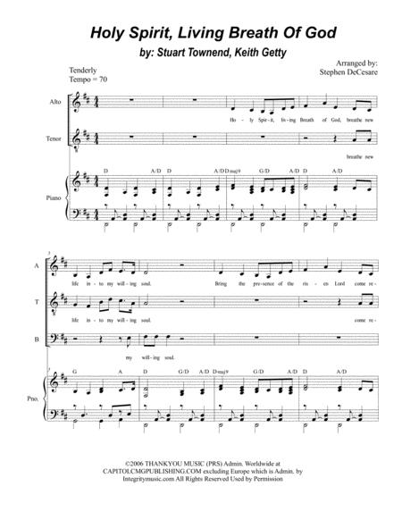 Free Sheet Music Holy Spirit Living Breath Of God For Satb