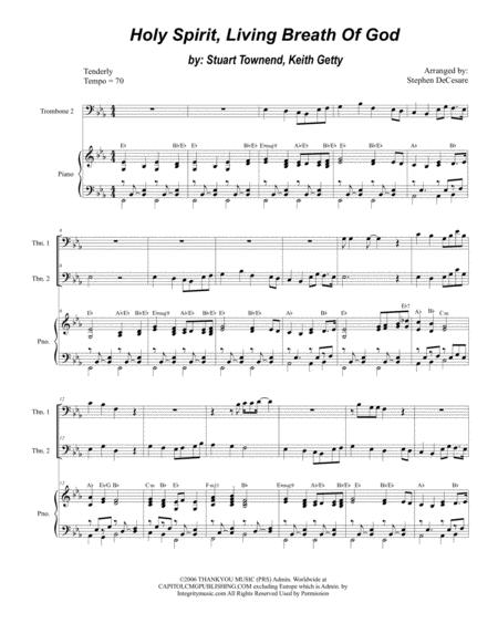 Holy Spirit Living Breath Of God For Trombone Duet Sheet Music