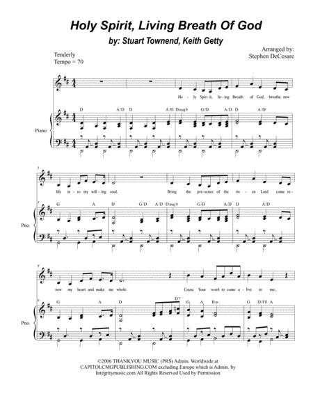 Free Sheet Music Holy Spirit Living Breath Of God For Vocal Solo