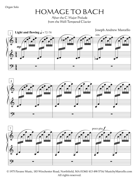 Homage To Bach Solo Organ Sheet Music