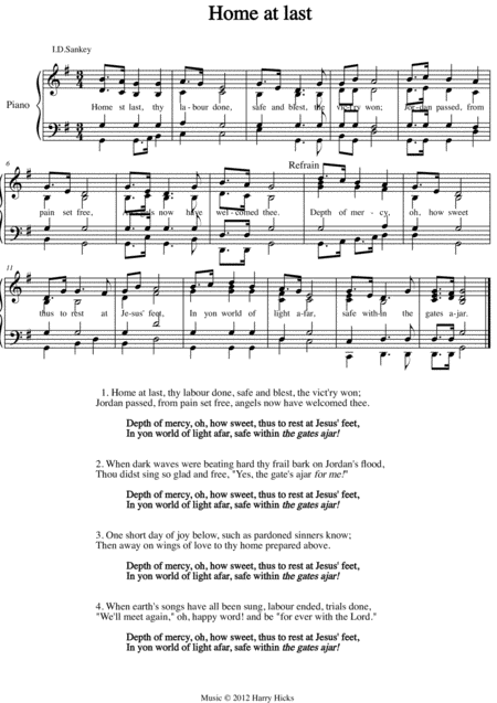 Free Sheet Music Home At Last A New Tune To A Wonderful Old Hymn