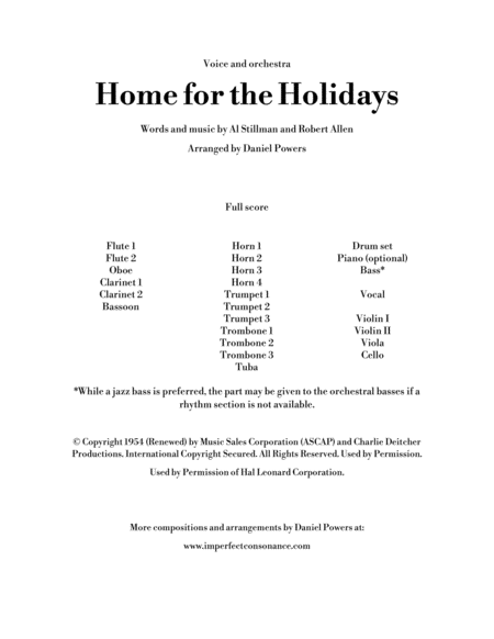 Free Sheet Music Home For The Holidays