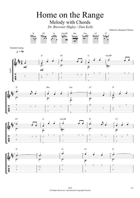 Home On The Range Easy Solo Guitar Sheet Music