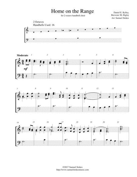 Home On The Range For 2 Octave Handbell Choir Sheet Music