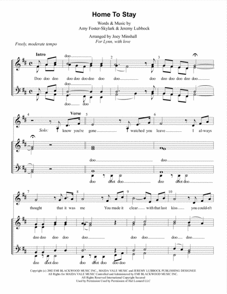 Free Sheet Music Home To Stay