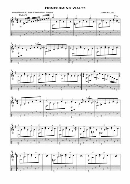 Homecoming Waltz For Solo Guitar With Tab Sheet Music