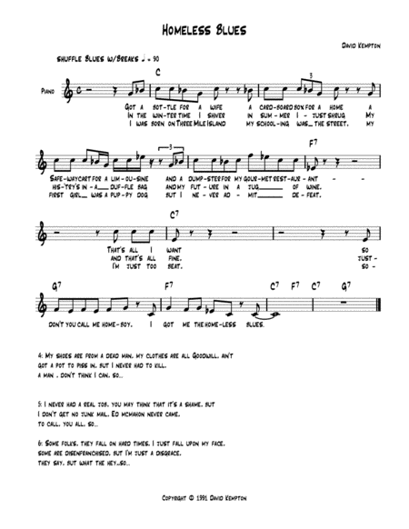 Homeless Blues Sheet Music