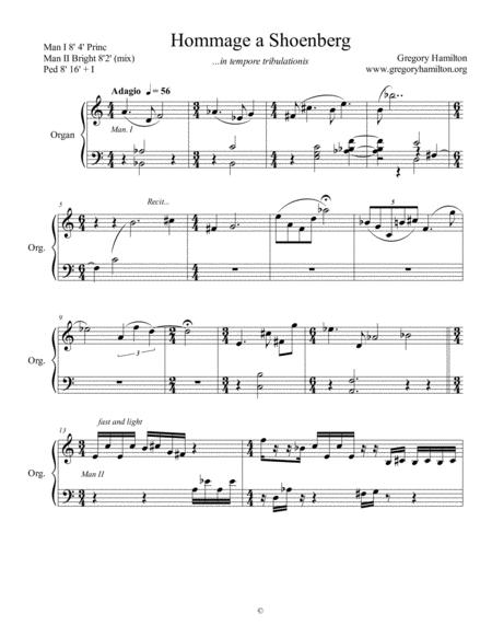 Free Sheet Music Hommage To Shoenberg For Organ