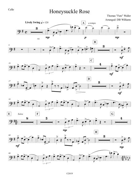 Honeysuckle Rose Cello Sheet Music