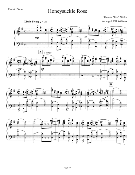 Honeysuckle Rose Electric Piano Sheet Music