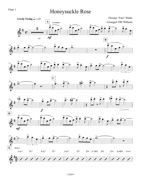 Honeysuckle Rose Flute 1 Sheet Music