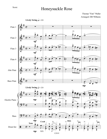 Honeysuckle Rose Flute Choir Sheet Music