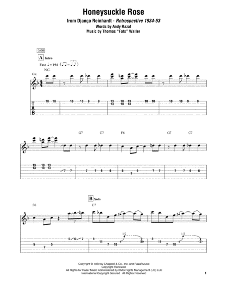 Free Sheet Music Honeysuckle Rose