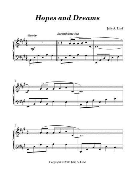 Free Sheet Music Hopes And Dreams