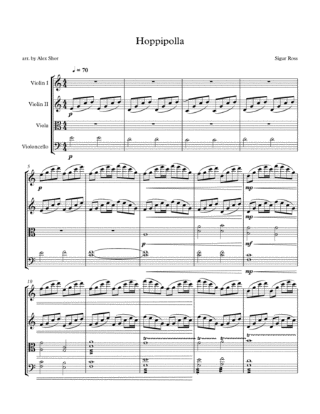 Free Sheet Music Hoppipolla For String Quartet