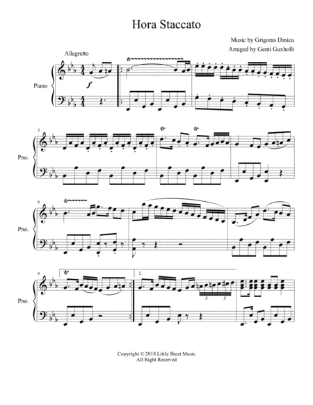 Hora Staccato Piano Solo Sheet Music