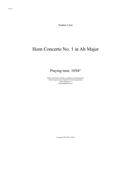 Horn Concerto No 1 In Ab Major Sheet Music