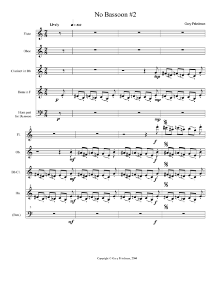 Horn Or Bassoon Wind Quartet 2 Sheet Music