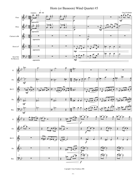 Free Sheet Music Horn Or Bassoon Wind Quartet 5