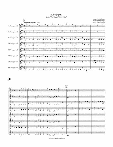 Free Sheet Music Hornpipe I From Water Music 8 Trumpets