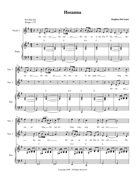 Hosanna For Palm Sunday Sheet Music