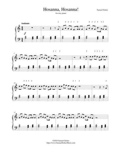 Hosanna Hosanna Hymn For Palm Sunday For Easy Piano Sheet Music