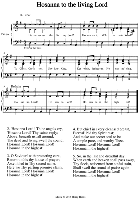 Free Sheet Music Hosanna To The Living Lord A New Tune To A Wonderful Old Hymn