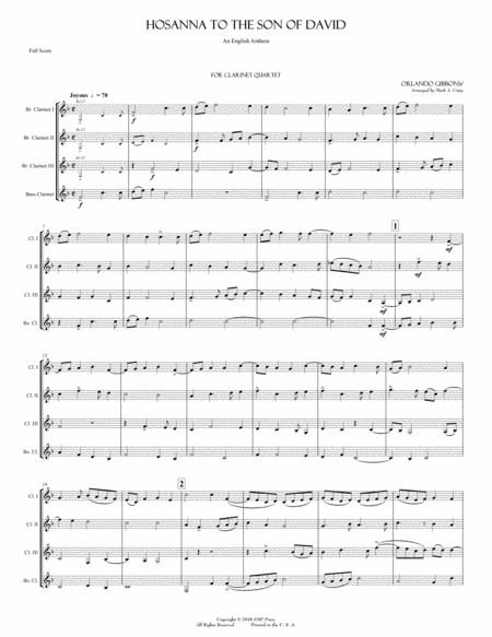 Hosanna To The Son Of David Sheet Music