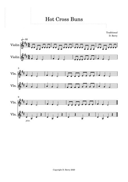 Free Sheet Music Hot Cross Buns Easy Violin Duet