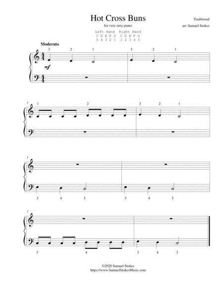 Hot Cross Buns For Very Easy Piano Sheet Music