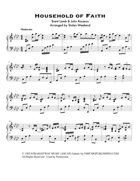 Household Of Faith Piano Solo Prayer Meditation Marriage Intermediate Sheet Music