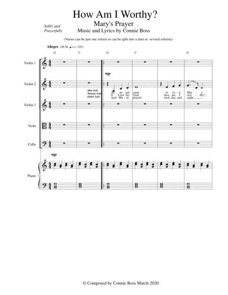 Free Sheet Music How Am I Worthy Mary Prayer Strings And Piano With Parts