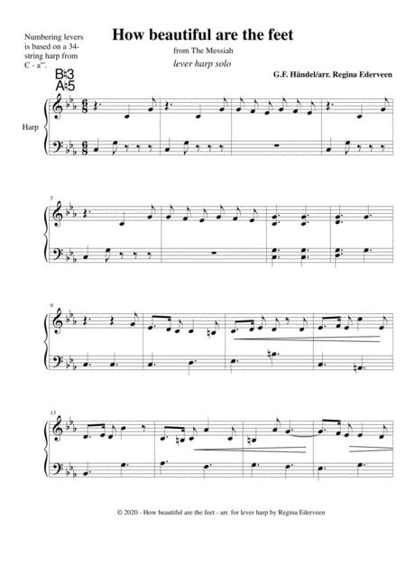 Free Sheet Music How Beautiful Are The Feet Haendel Lever Harp Solo Beginner