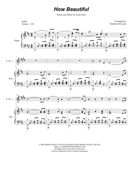 How Beautiful For Saxophone Quintet Sheet Music